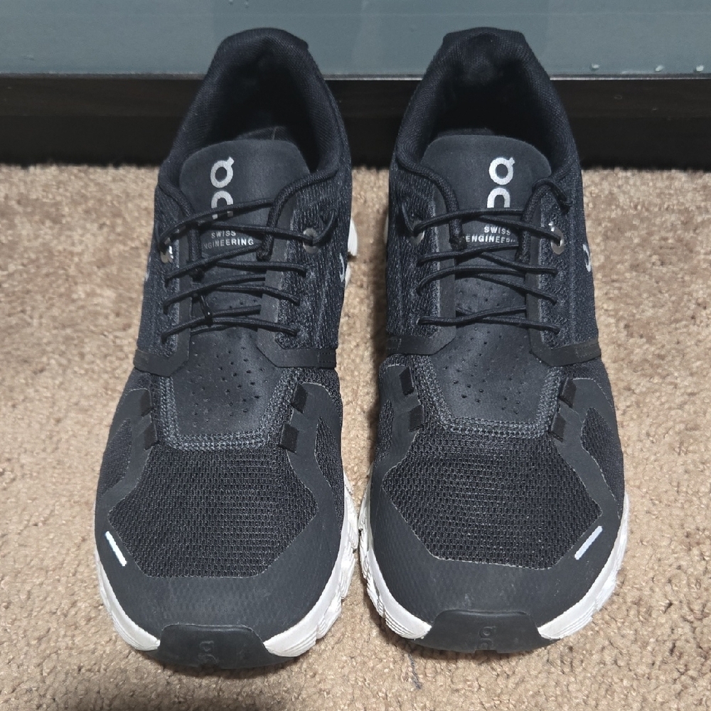 On Running Black and White Athletic Shoes